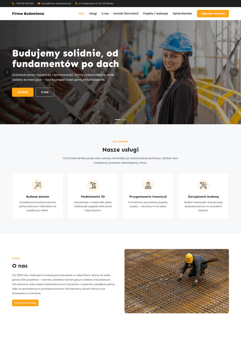Podgląd szablonu BuilderMax — Solidny szablon dla firm budowlanych, wykończeniowych i remo