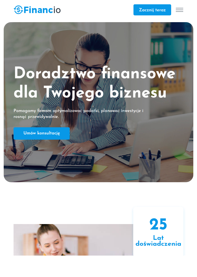 Podgląd szablonu Financio — Finanse bez niespodzianek